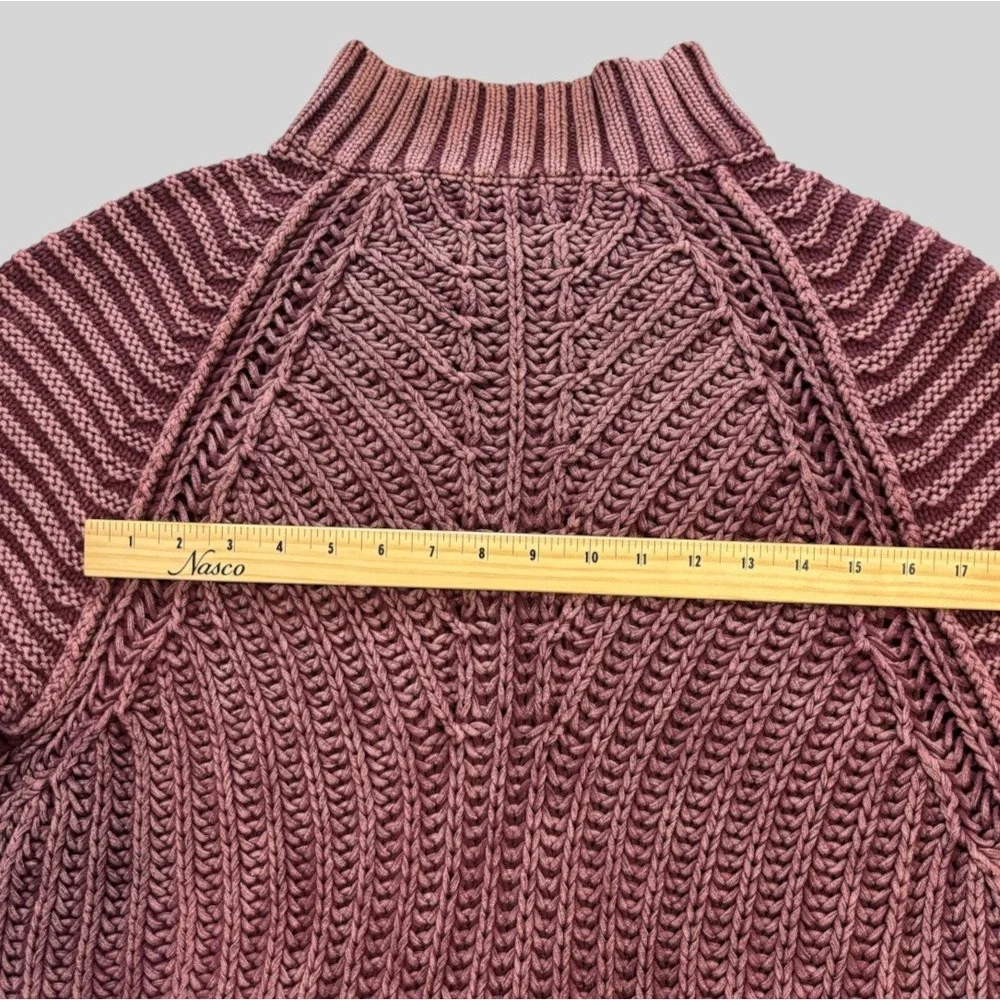 Free People Sweetheart Sweater Womens Medium Chunky Rib Knit Mock Neck Garnet
